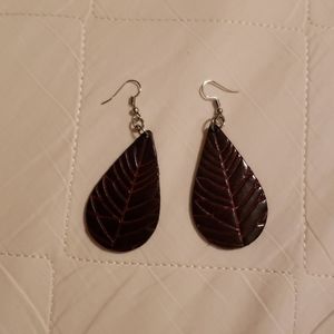 Leather Leaf Drop Earrings